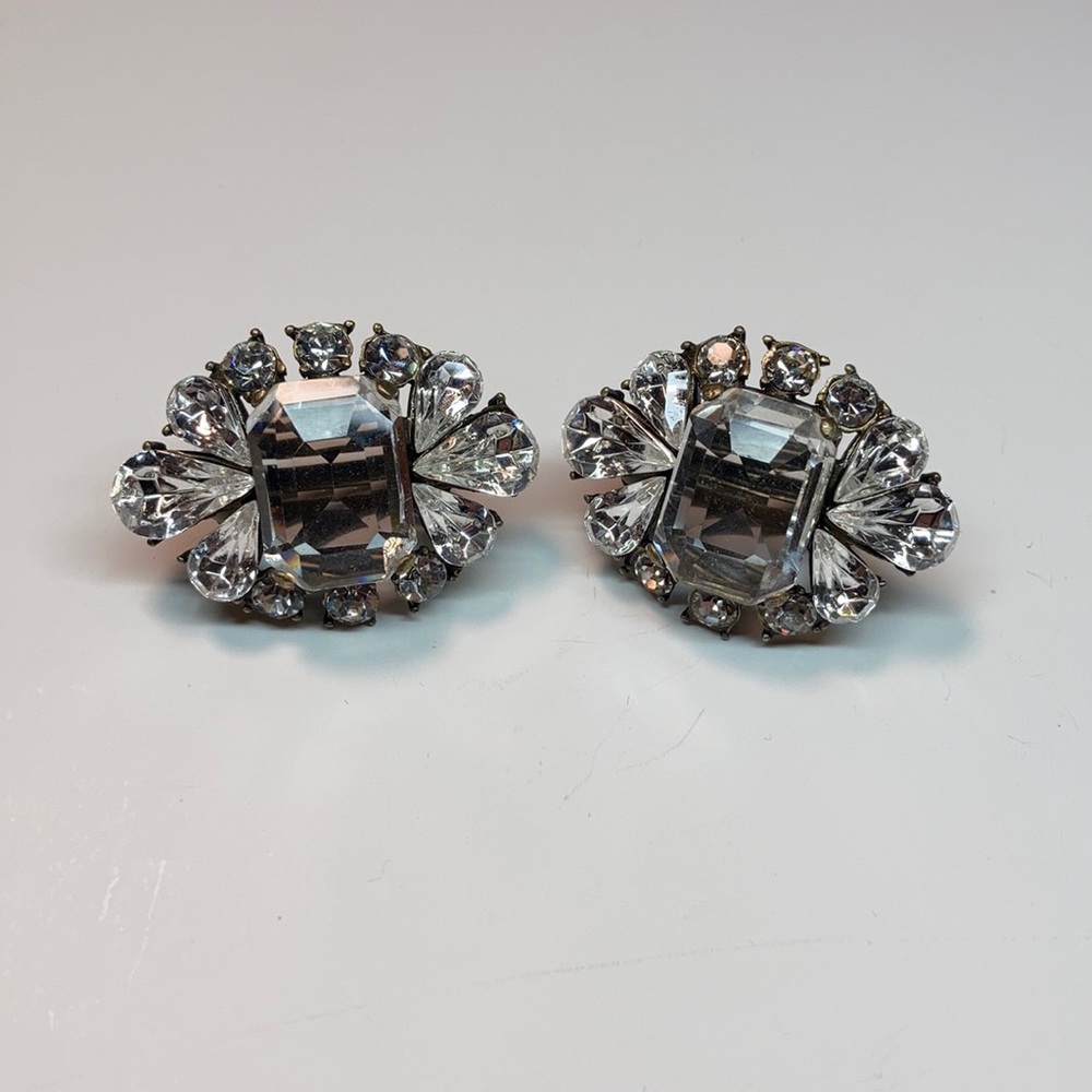 Clip On Shiny Clear Stone Earrings